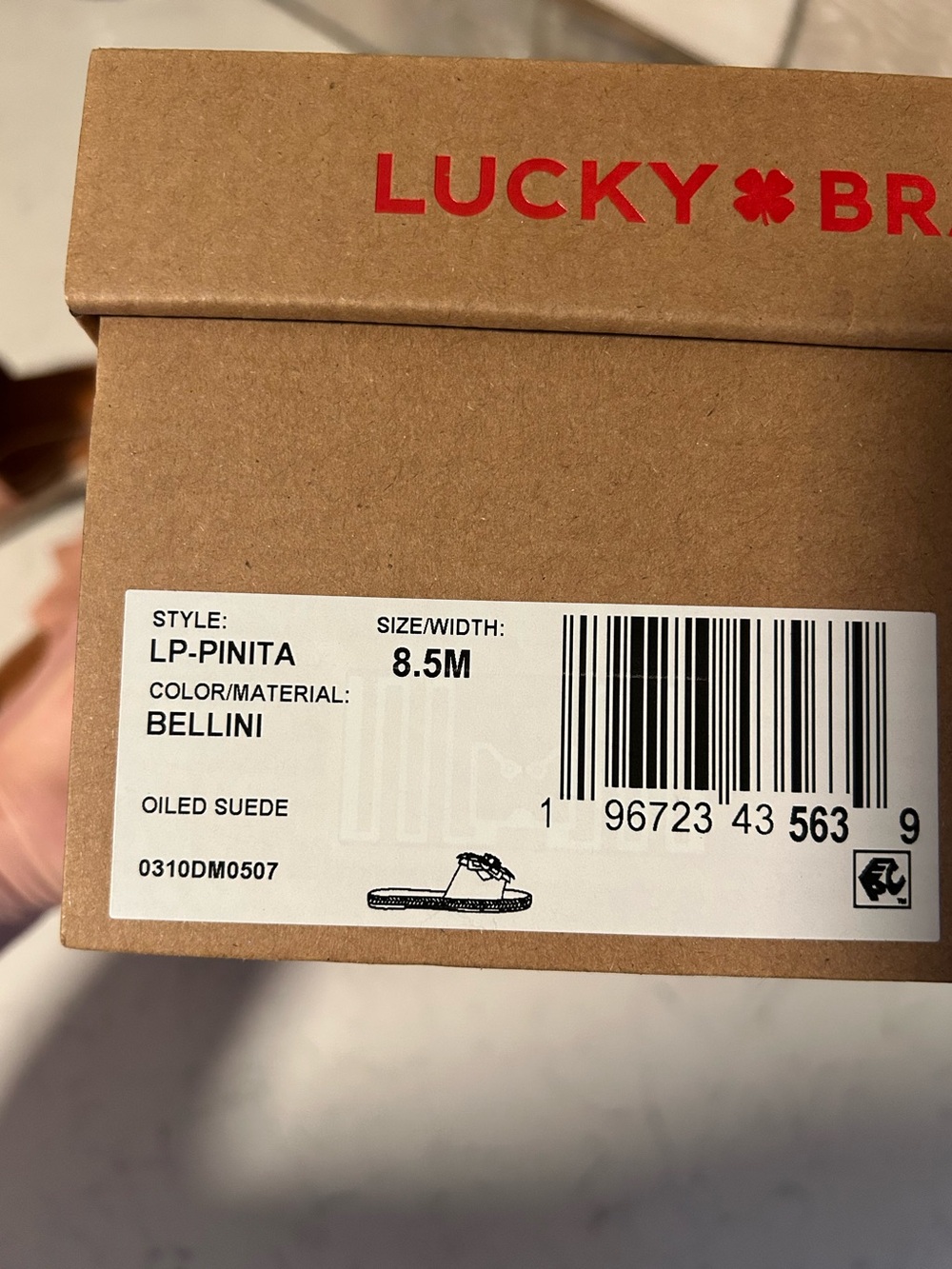 NIB🍀 Lucky Brand Pinita Suede Leather Flower Slide Sandals in Bellini - Picture 6 of 14